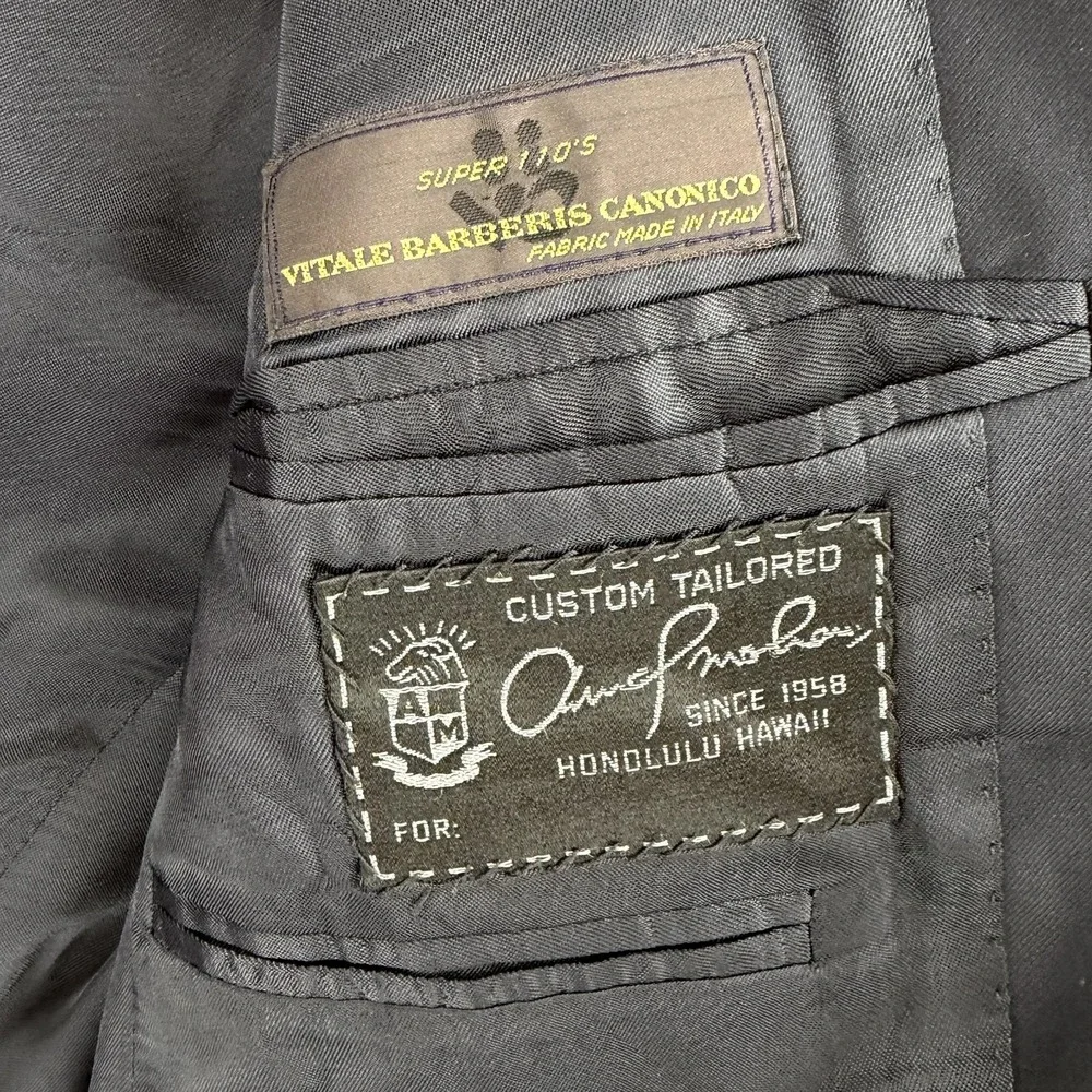 Roberto Zanieri Suit Jacket Mens 40R Blue‎ Wool Super 110s 2 Button Made Italy